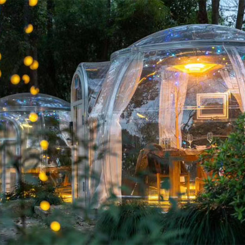 3.3 meter økonomisk gennemsigtigt kuppeletelt geodesisk udendørs campingkuppeltelt til resorthotel, camping, udendørs aktiviteter
