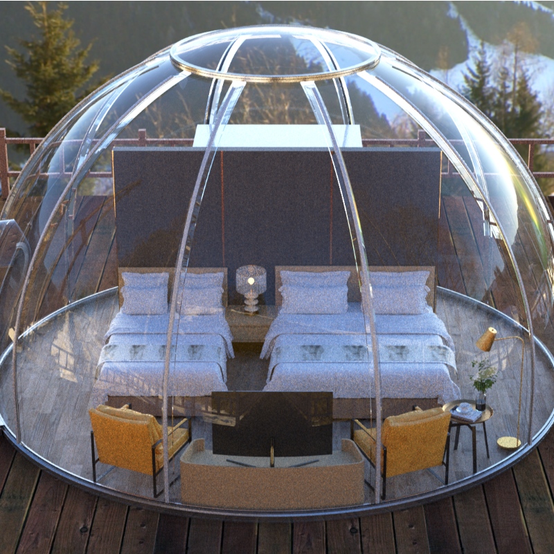 6 meter Luksus Transparent kuppeltelt geodøtisk udendørs camping kuppeltelt til resort hotel, Camping, Udendørs aktiviteter