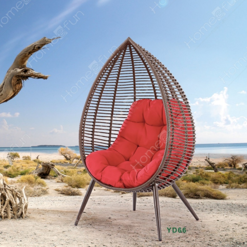 2022 Factory engros høj kvalitet terrasse swing udendørs møbler æg stol fritid wicker rattan stol med pude og stang