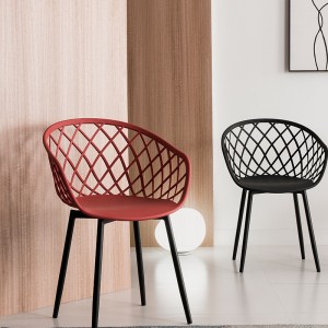 Moderne udendørs møbler PP Plastic Metallic Frame Chaises Plastique Armchair Red Garden Stole